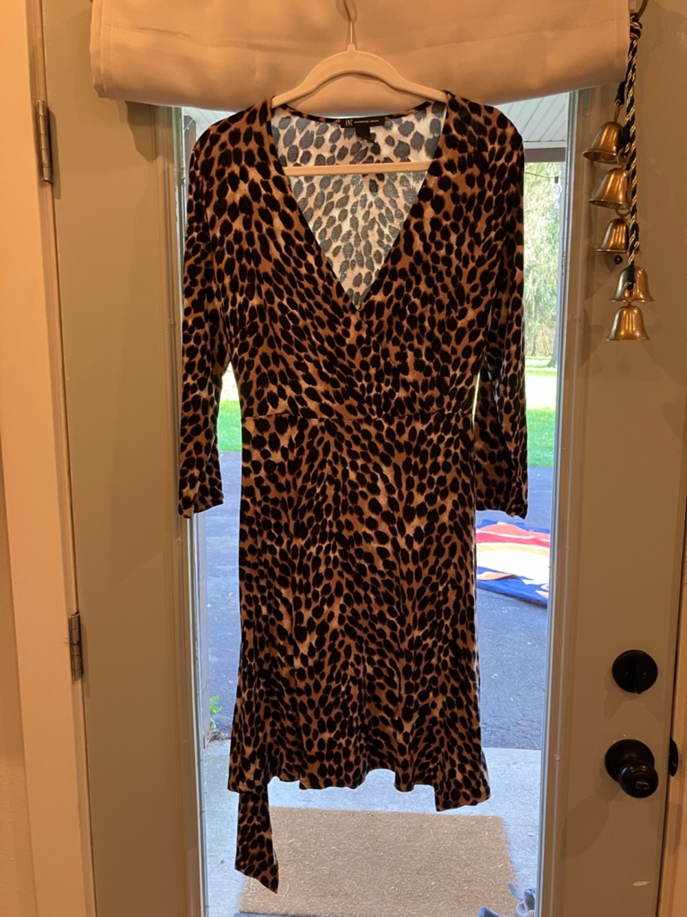 INC International Concepts Leopard Print V-Neck Wrap Dress